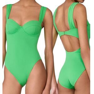 Kate Spade Sweetheart Open Back One Piece Swimsuit Green Small